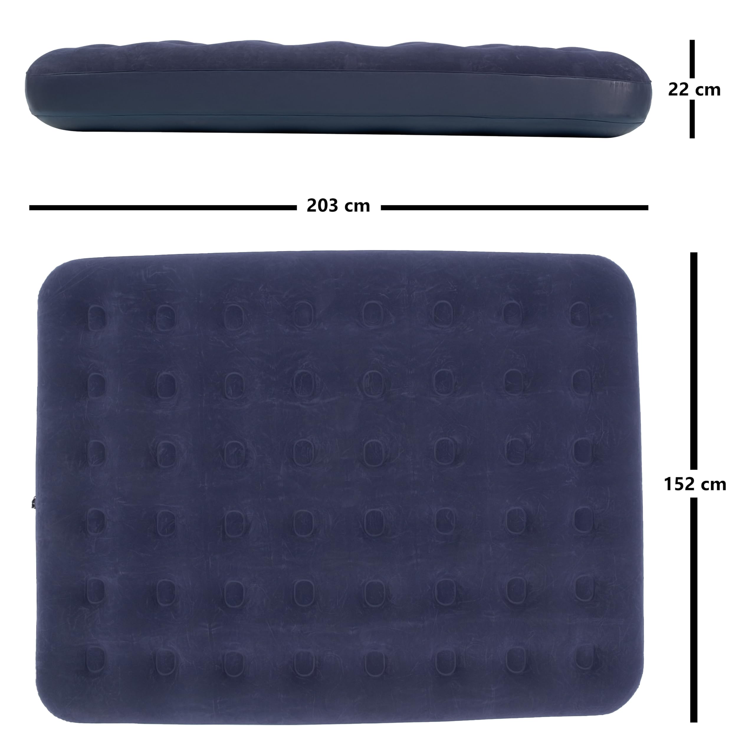 AVENLI Materasso gonfiabile Queen-Size 203x152x22 cm, 2 persone, Coil-Beam, con pompa e 2 cuscini, fino a 300 kg, blu, campeggio letto ospiti outdoor – materasso gonfiabile per 2 persone