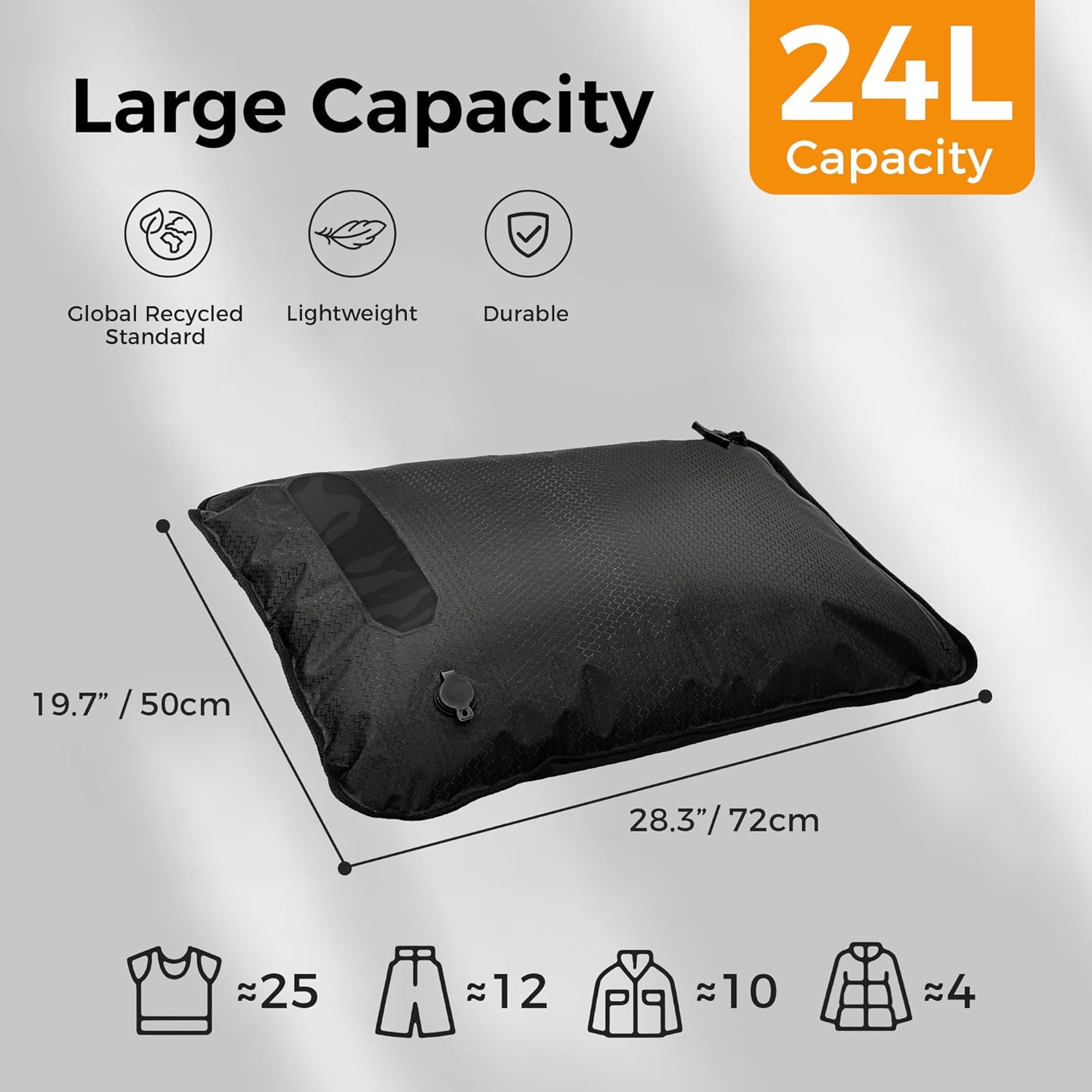 ZPO Travel Vacuum Bags with Pump, IP68 Waterproof Reusable Vacuum Compression Travel Bags with Transparent Window, Travel Pack Vacuum Kit for Carry-On Luggage, Backpack & Suitcase(2 Large+ Pump)