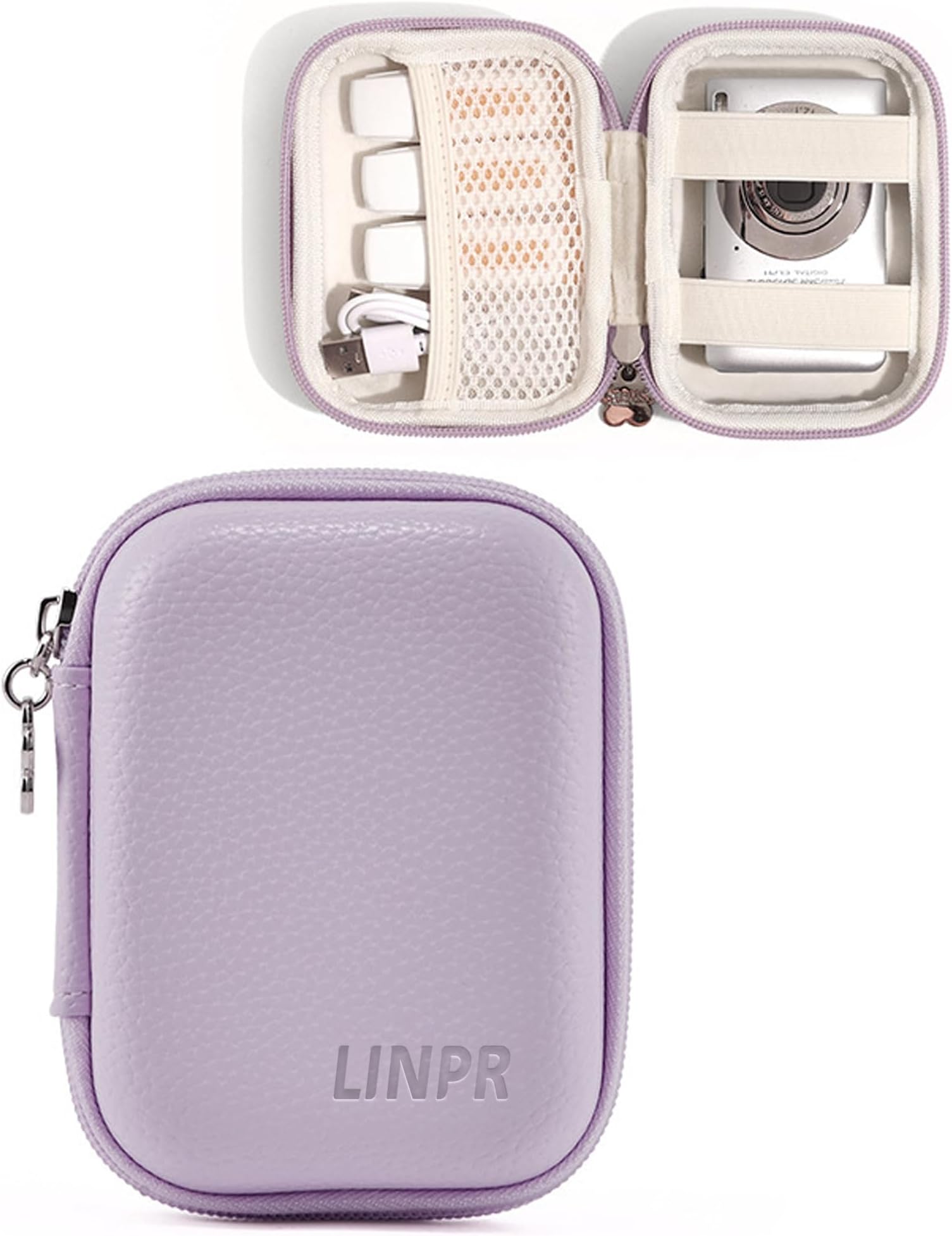 Digital Camera Case for CAMKORY, KODAK PIXPRO FZ45/FZ55, Canon IXUS 285 HS, Lecran, Small Travel Compact Camera Holder with Mesh Pocket for Accessories SD Card (Purple)