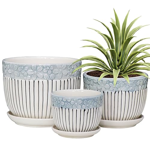 Ton Sin Grey Flower Pots, Texture Planter for Indoor Plants