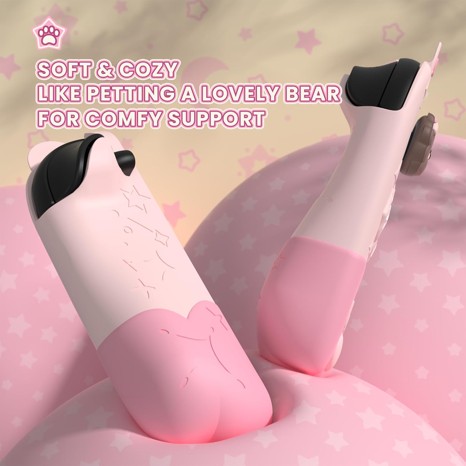 playvital Good Night Bear Dockable Case for Nintendo Switch 2 with Stand | Split Design Silicone Joycon Grips, PC Console Hard Shell, 2 Joystick Caps | Cute Protective Cover Bundle – Pink - Image 5