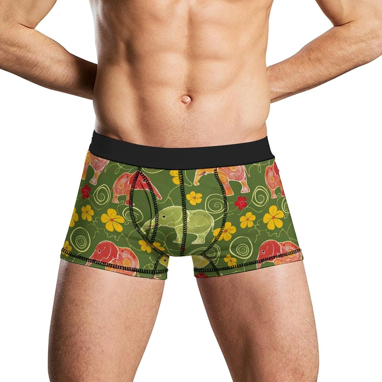 Elephants Cute Novelty Men's Trunks Soft Breathable Underwear Patterned Stretch Briefs