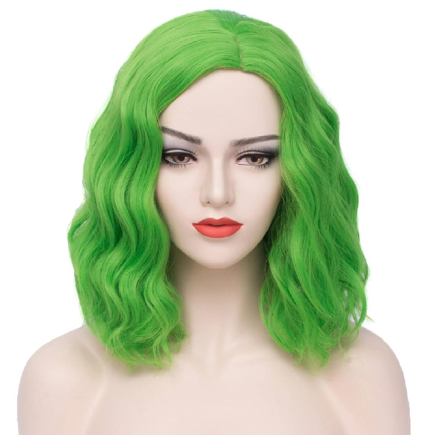 Wiggy Mermaid Lime Green Wig for Women 14" Short Green Bob
