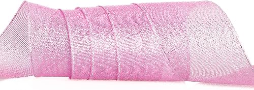 Miniatura 6 de YASEO Cinta de purpurina rosa y plateada de 38 pulgadas, cinta de tela metálica brillante colorida para envoltura de regalos, manualidades,