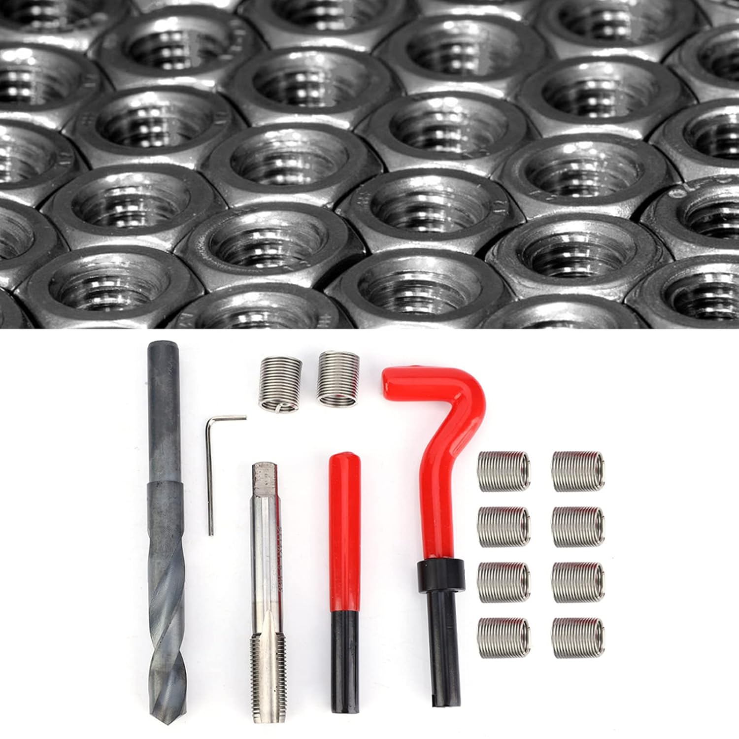 15 Pcs Thread Inserts M14x1.5 Female Thread Repairing Accessory Assortment Kit Drill