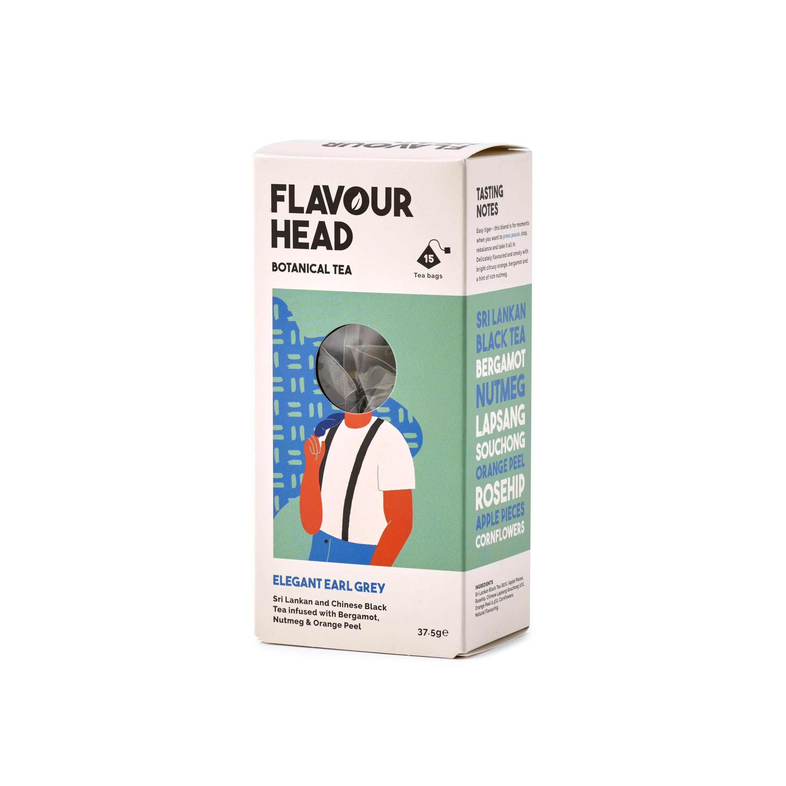 Flavour Head Elegant Earl Grey Tea Bags Sri Lankan & Chinese Black Tea Infused with Bergamot, Nutmeg and Orange Peel