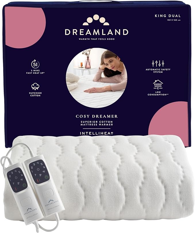 Dreamland King Size Cosy Dreamer Superior Cotton Mattress Warmer (Intelliheat Plus Fast Heat