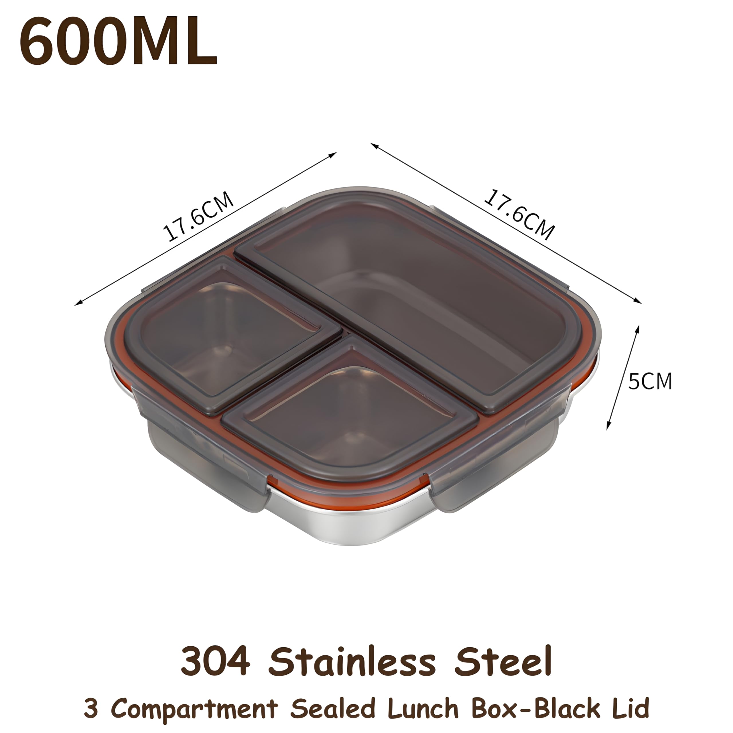 Motka Stainless Steel Lunch Box - 3 Compartments -2