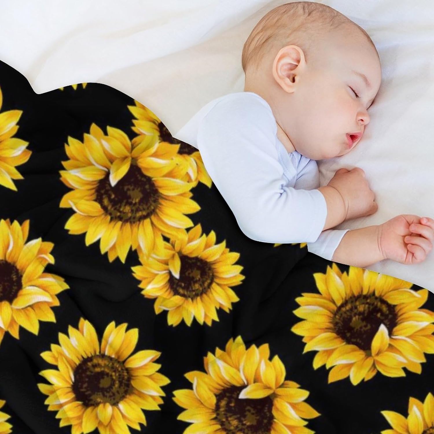 Sunflower Decor Throw Blanket Gifts for Girls Boys Super Warm Soft Plush Lightweight Bedding Blankets for Couch Bed Sofa Office Decor All Season 60"X50"