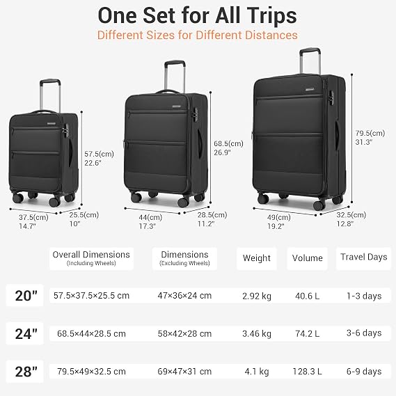 British Traveller Expandable Large Suitcase, 28 Softside Checked Luggage