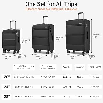 British Traveller Expandable Large Suitcase, 28 Softside Checked Luggage