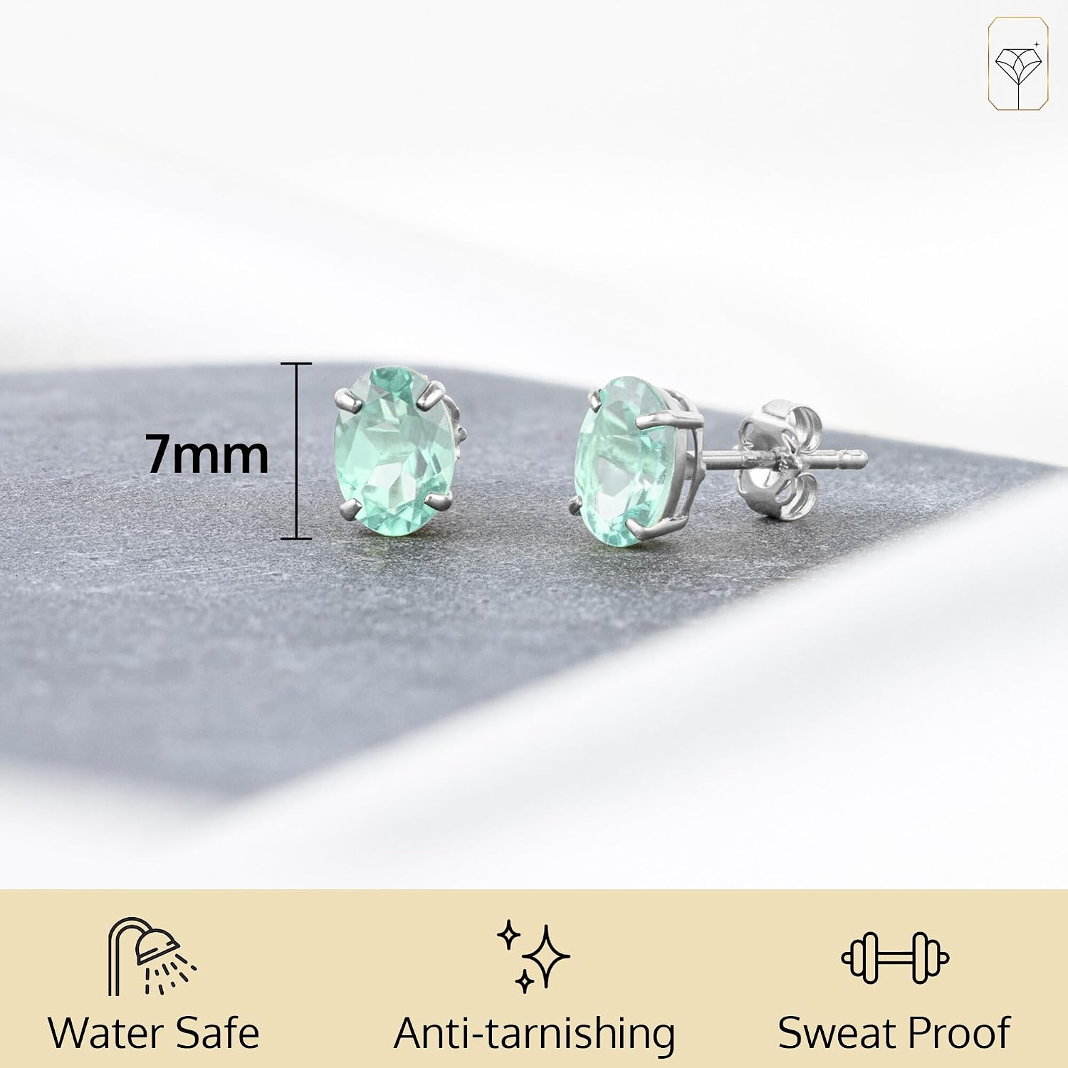 14k Gold Oval Stud Earrings for Women with Push Backs | 7x5mm Gemstone Birthstone Earrings | Real 14 Karat Gold Earrings Studs | Hypoallergenic Gemstone Stud Earrings for Women by MAX + STONE