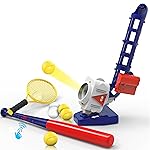 iPlay, iLearn Kids Pitching Machine Toys, 2 in 1 RC Baseball Tennis Pitcher, Auto Ball Launching Bat, Boys Outdoor Outside Sports Backyard Game, Birthday Gift 5 6 7 8 10 12 Yr Youth-Unassembled