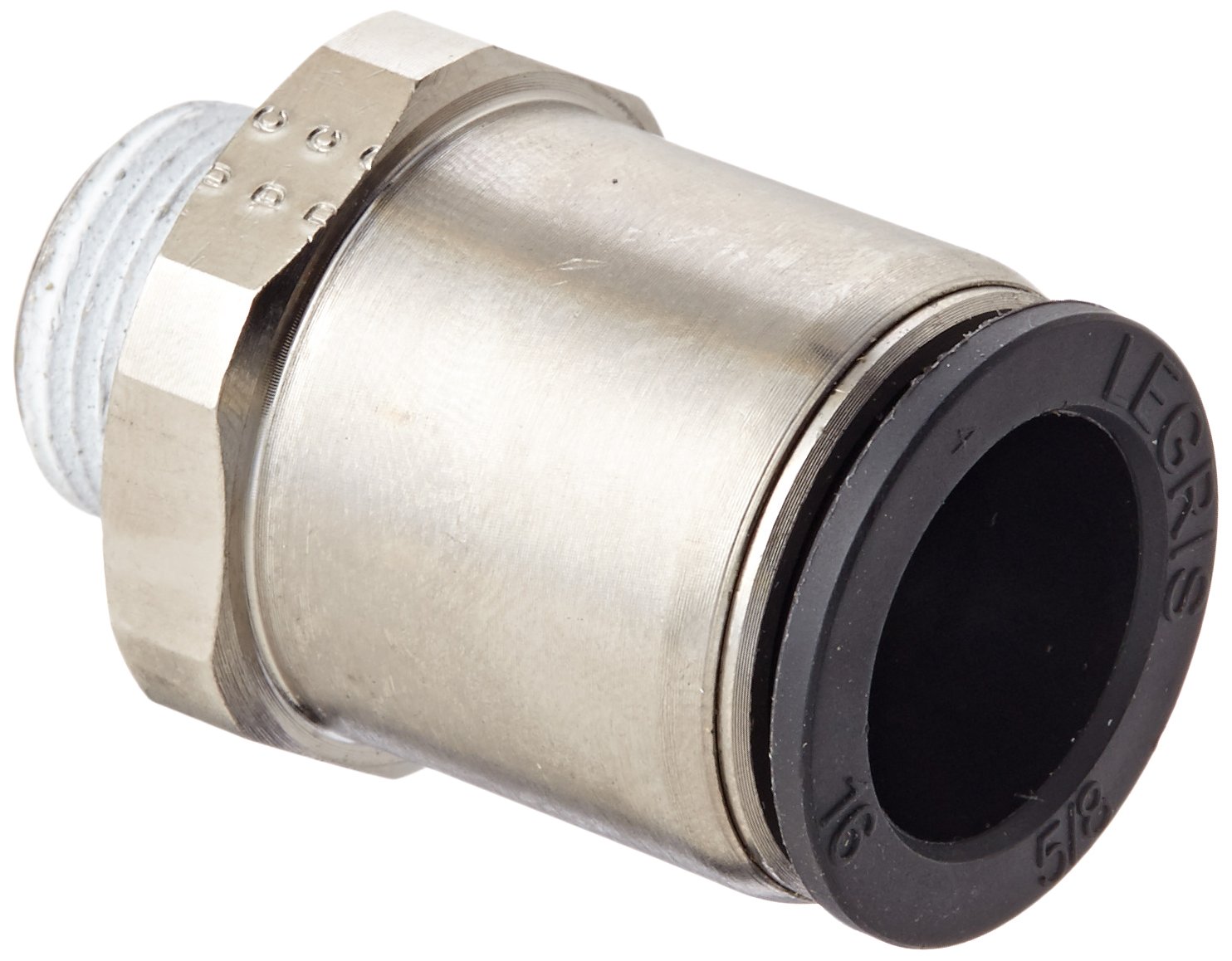 Legris 3175 16 21 Nickel-Plated Brass Push-to-Connect Fitting, Inline Connector, 16 mm Tube OD x R1/2" BSPP Male