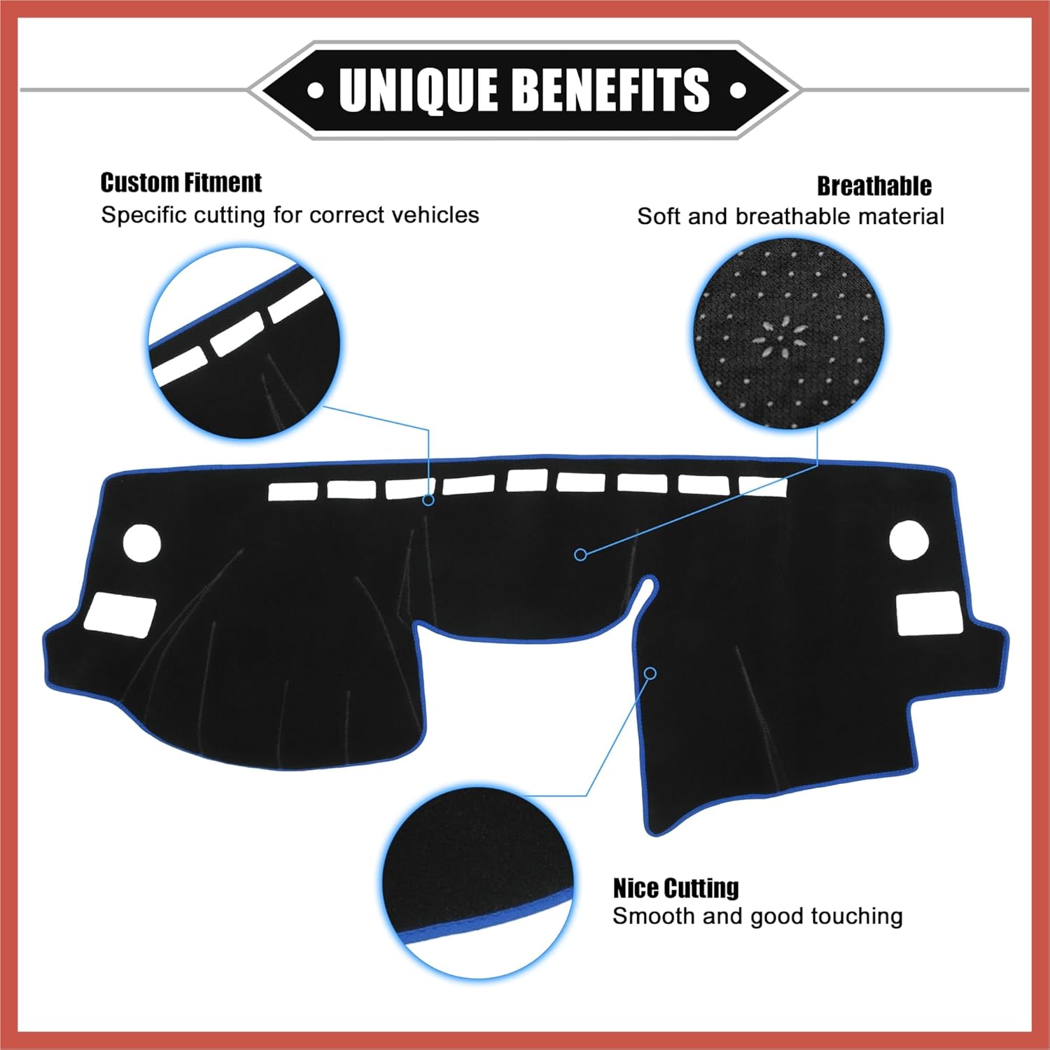 ACROPIX Car Dashboard Cover Mat Compatible for Subaru Impreza 2012-2015, Protective Polyester Black Blue Center Console Interior Trim Dash Board Mat Car Parts