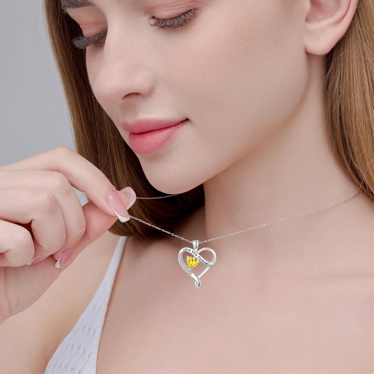 Infinity Heart Necklaces for Women - S925 Sterling Silver Love Heart Birthstone Pendant Necklace, Wedding Anniversary, Birthday, Mothers Day Gifts for Mom, Mother, Wife, Girlfriend - Image 3