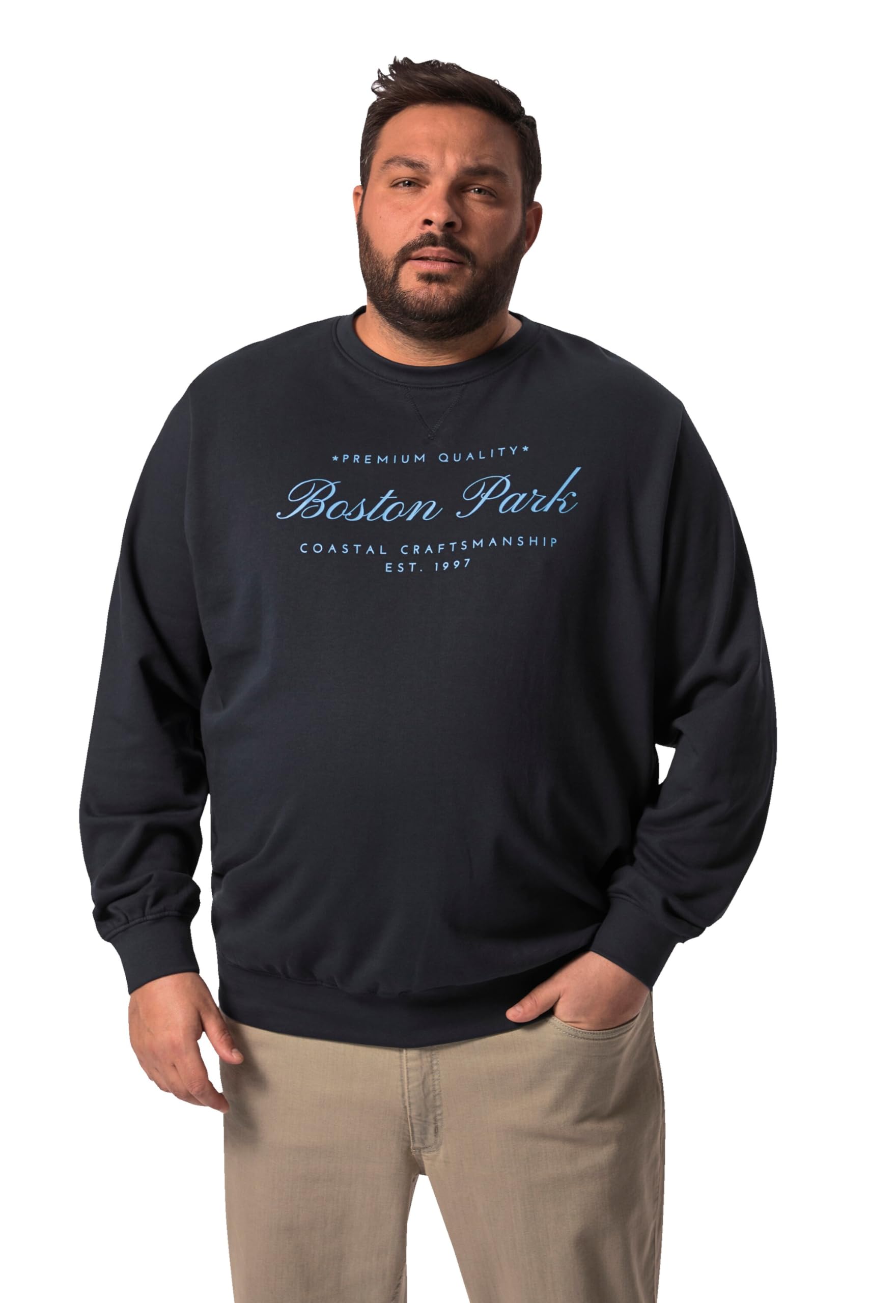 Boston Park Herren große Größen Übergrößen Menswear L-8XL Sweatshirt, Brust-Print 830637