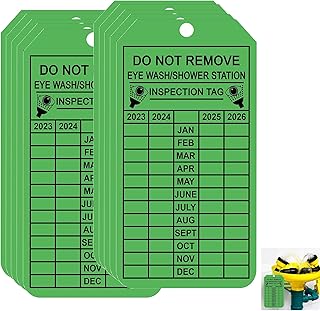 Eye Wash Station Inspection Tags 4-Year Monthly Eyewash Station Inspection Record - Maintenance Emergency Inspection Tags for Eye Wash Station, Safety Shower OSHA Approved 25 Pcs (3 x 5.75 inch)