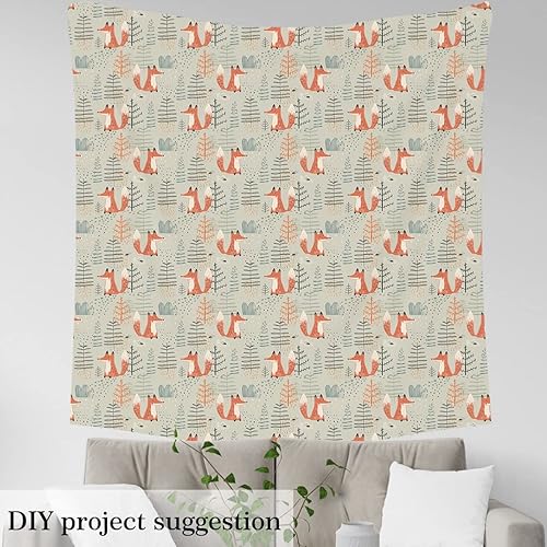 Miniatura 4 de Tela de zorro naranja lindo por The Yard, dibujos animados de animales salvajes de la selva de la selva, tela decorativa para sofá y sillón, tela