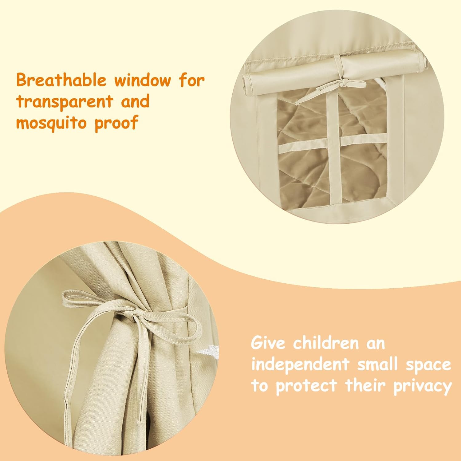 Kids Play Tent with Padded Mat & Star LED Lights for Ages 4-8-10 Year Old Girls Boys, Large Cute Indoor Play Room House Tent for Toddler Children (Beige)