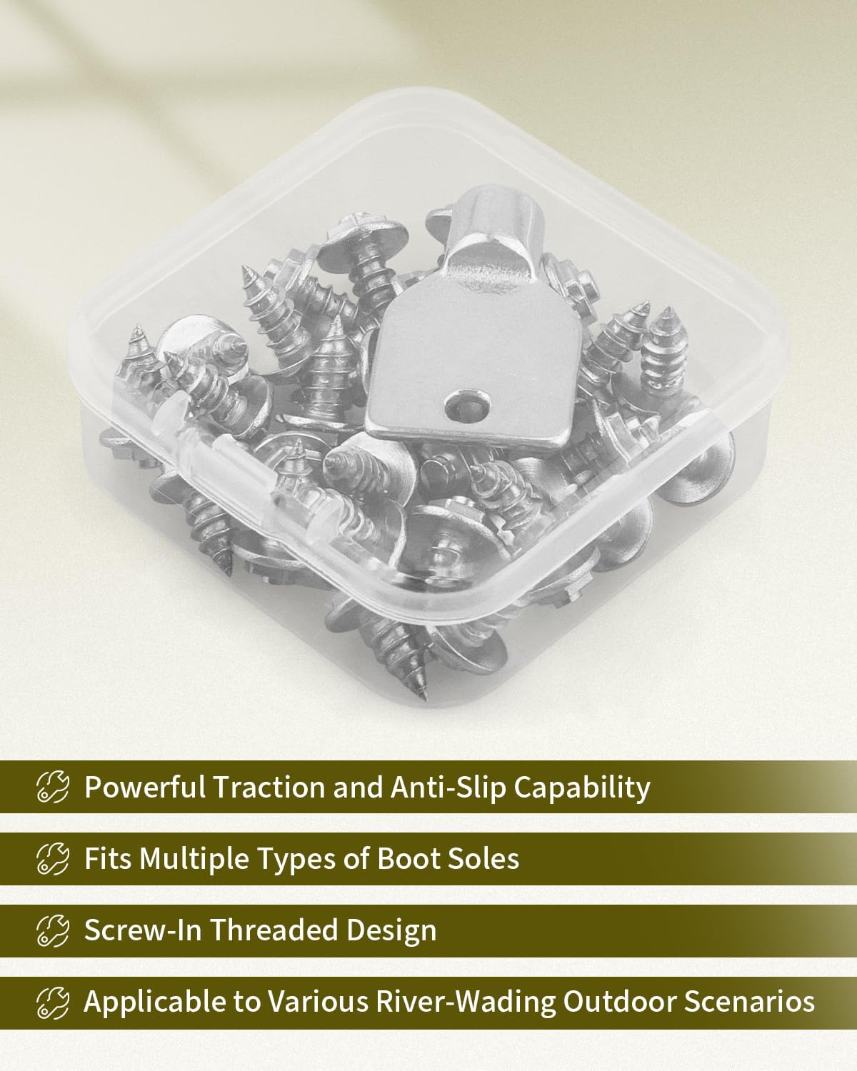 Wading Boot Studs Kit with Tool Anti-Slip Carbide 30PCS