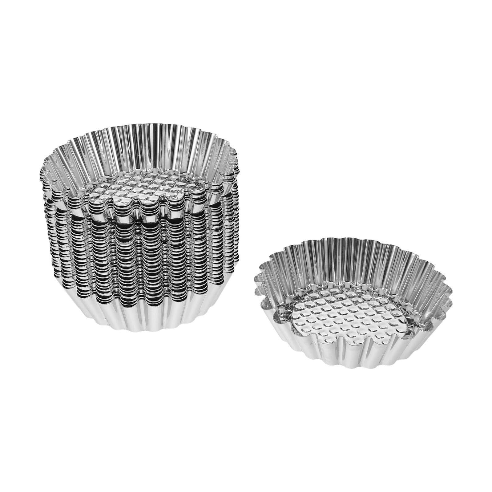 Artibetter 30 Unidades Molde para Tartaletas Mini Acero Inoxidable Antiadherente Moldes para Cupcakes y Muffins con Diseño Floral Apto para Repostería Casera y Profesional