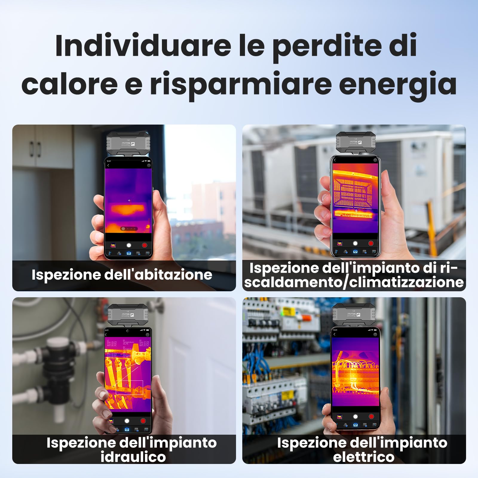 P1 Termocamera per Smartphone USB-C (Android & iOS), 320×240 X³ Super IR Risoluzione, -20°C a 600°C, 15x Zoom, 25Hz Infrarossi per Ispezione Casa & Elettricità