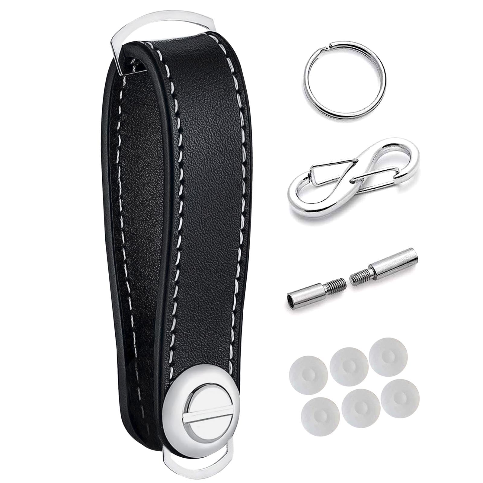 GWAWG Key Organizer Portable Keychain Pocket Smart Leather Key Holder Black Holds 10-12 Multiple Keys