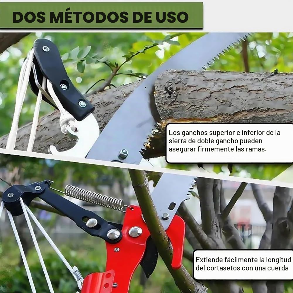 NEWFUN Pertiga Telescopica Podar,Sierra Podar,Pertiga Podar,82-528cm Tijeras de Podar Telescópicas 2 In 1，Herramientas Jardineria，Regulable en altura，Para esquilar en el jardín, recoger fruta
