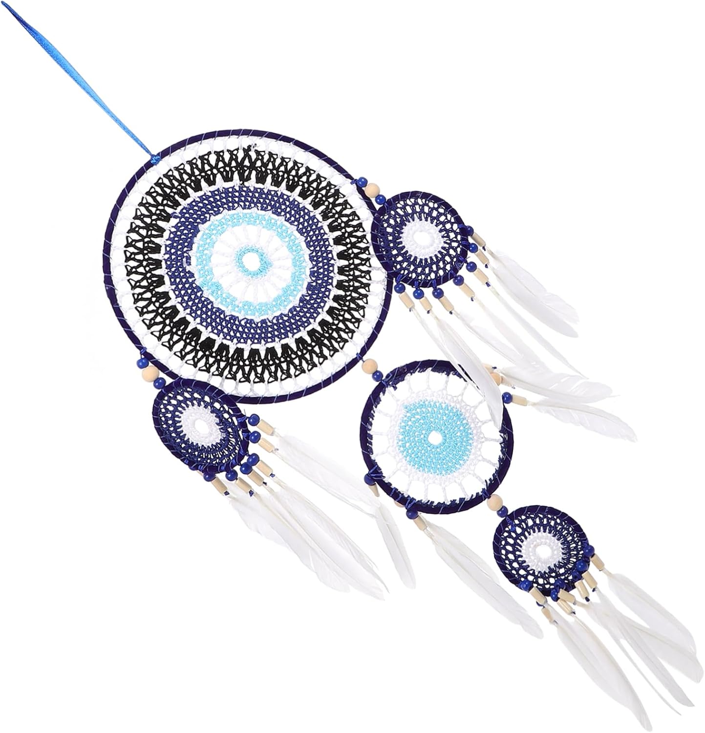 Wall Hanging Evil Eye Dream Catcher with Plumes Indoor Home Pendant Decor for Bedroom Living Room Garden and More Easy to Install Ornaments