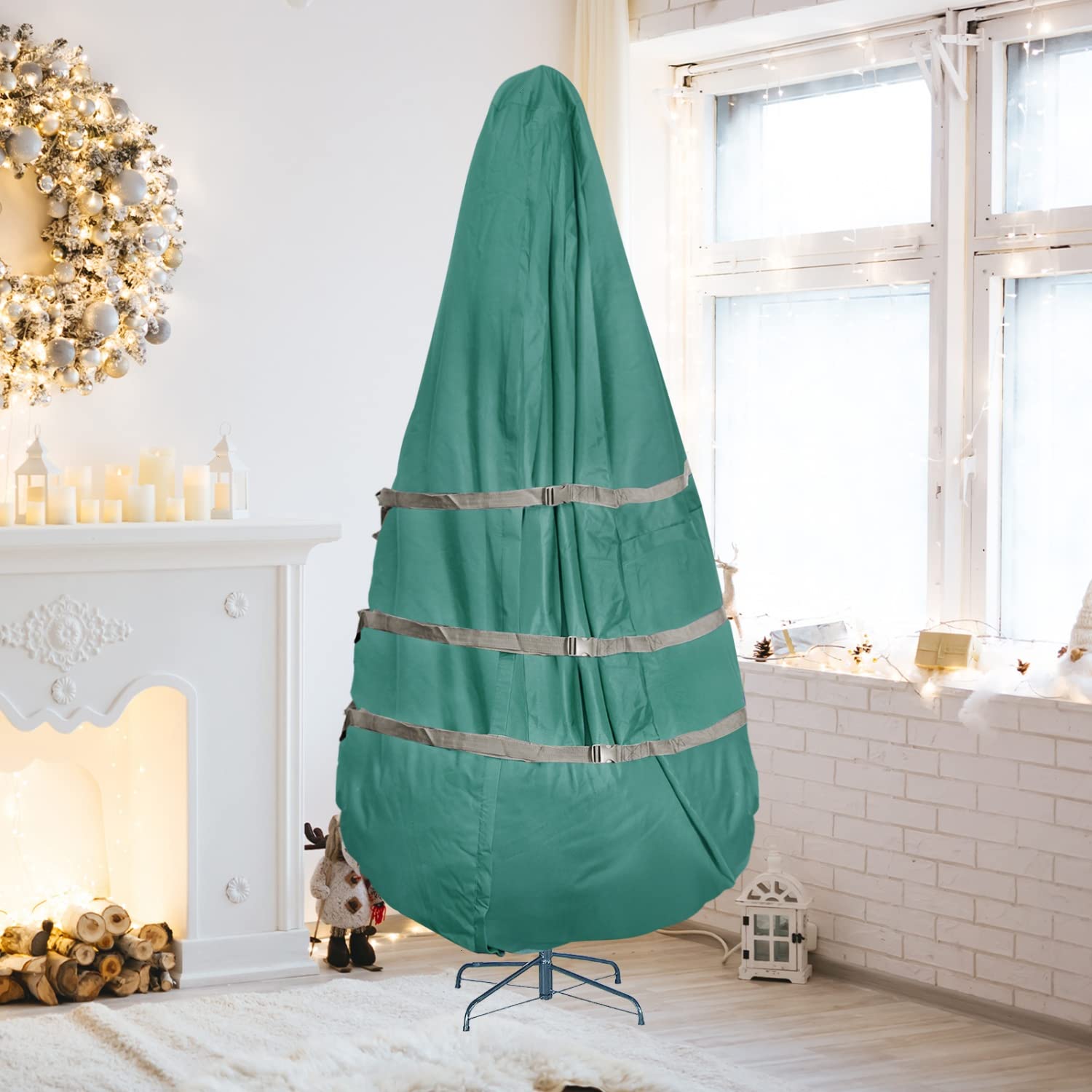 JETEHOPremium Upright Christmas Tree Storage Bags Holds up to 9 Ft Christmas Tree Bag Storage Heavy Duty 600D Canvas Christmas Tree Covers with Hem, Zipper, Handles, Protects from Dust & Moisture