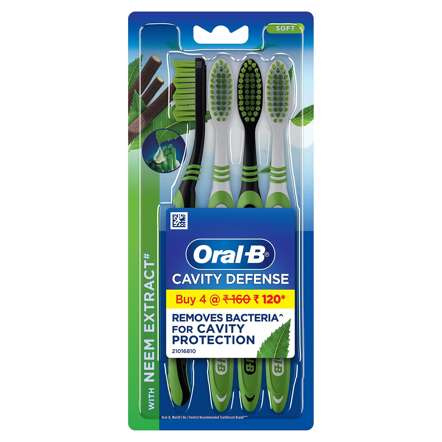 Oral-B 1.2.3 Soft Toothbrush with Neem Extract - India - (Pack Contains 3 Brushes)