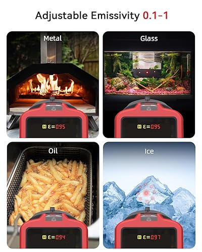 Miniatura 5 de Pistola de temperatura con termómetro infrarrojo con sonda de -58  a 1202 , pistola digital de humedad de temperatura de superficie, pistola térmica