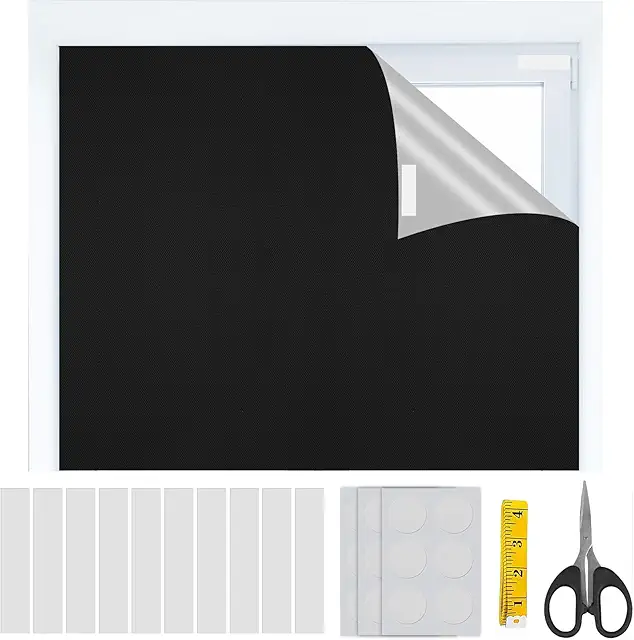 Blackout Roller Blind for Skylight Windows - No Drilling Required, 100x150cm