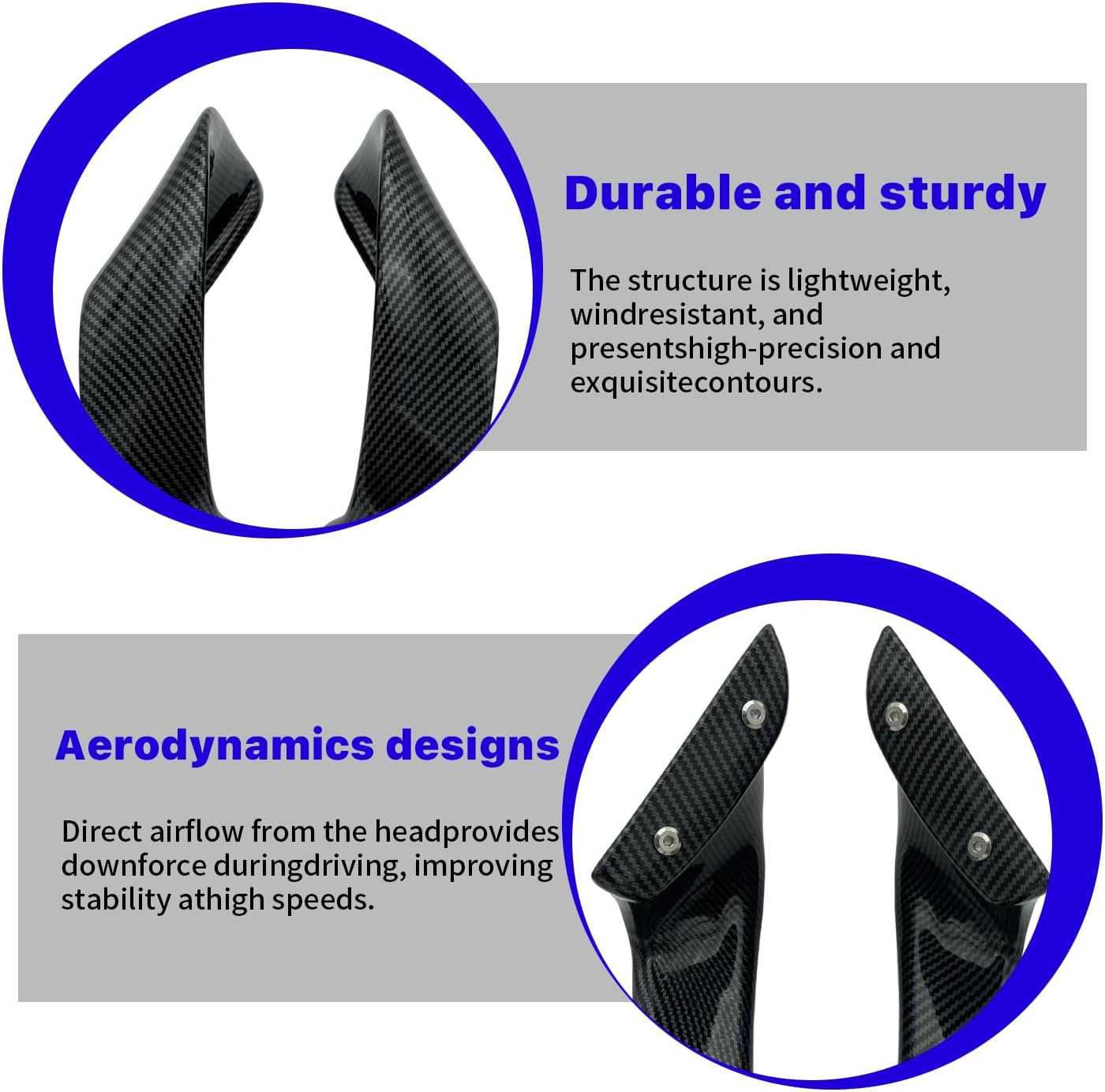 Motorcycle Winglet Fairings for Yamaha YZF-R1 (2015-2023) R6 (2017-2023) - Spoiler Wing for Yamaha Winglets, Durable ABS Plastic Easy Installation of Yamaha R1/R6 Fairings (Black Carbon Fiber)