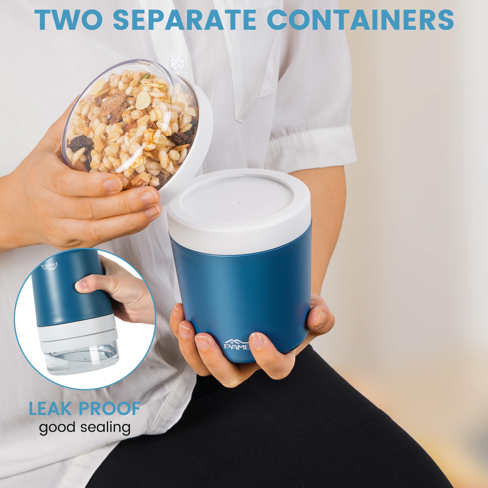 Tazza Portatile Per Cereali 530ml+330ml Con Cucchiaio - Acciaio Inox, Impermeabile, Ideale Per Viaggi - Foto 10