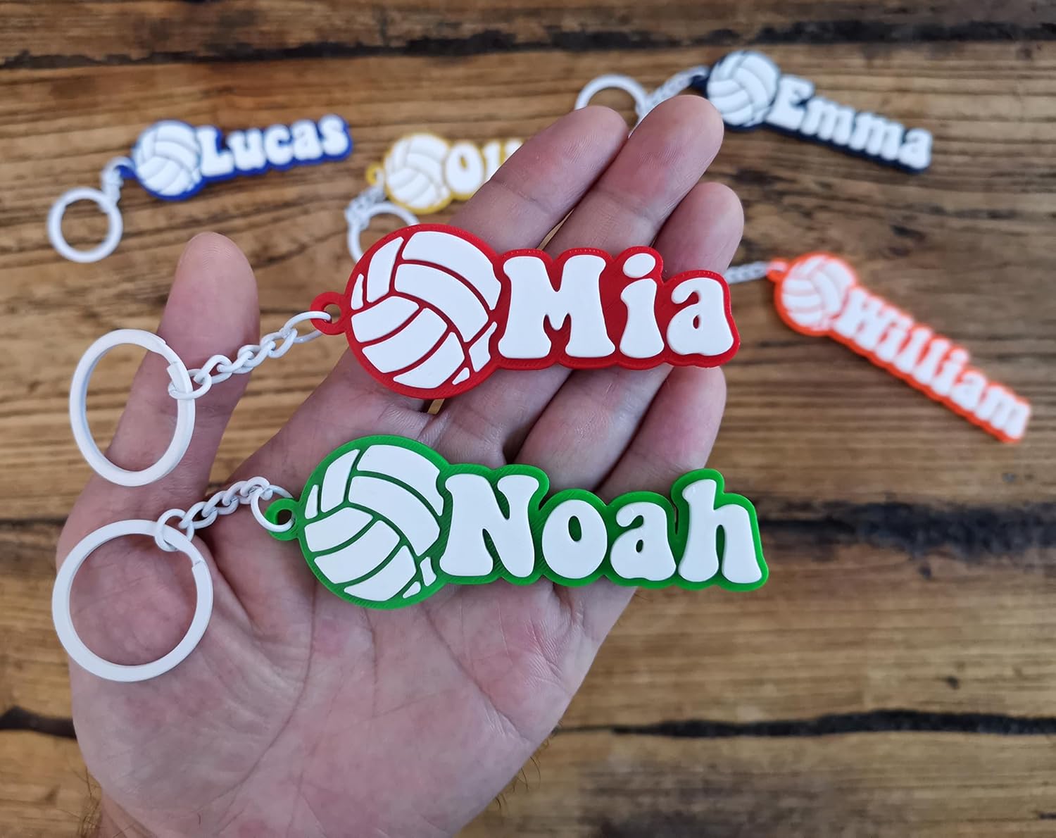 Set of 10/20/30 Groovy Volleyball Sports Personalized 3D Printed Name Keychains Keyring Backpack Luggage Tag Game Day Team Party Favor Gifts DIY