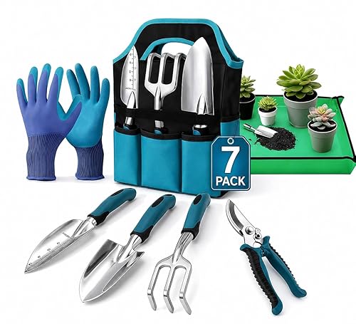 Kit Jardin Adulte 7 Pièces Outils Jardinage en Aluminium Ergonomiques