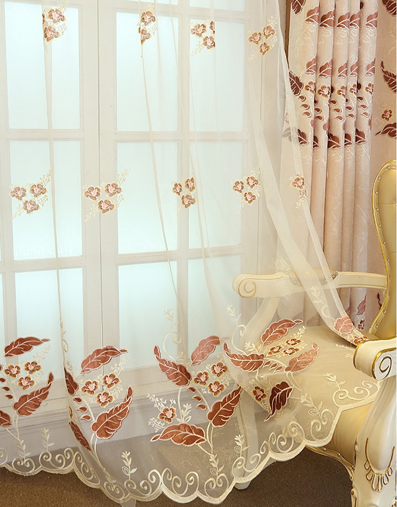 ABCWOO Exquisite Design Europern Style Sheer Curtain Rod Pocket Window Treatment/Voile Panel/Drapes For Bedroom Dining Room and Living Room(2 Panels, W 52 x L 104 inch, White)