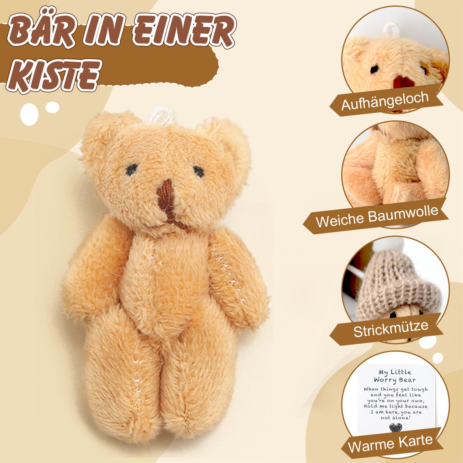 Pocket Hug Positieve teddybeer, ini-pop, knuffeldieren, beer in een