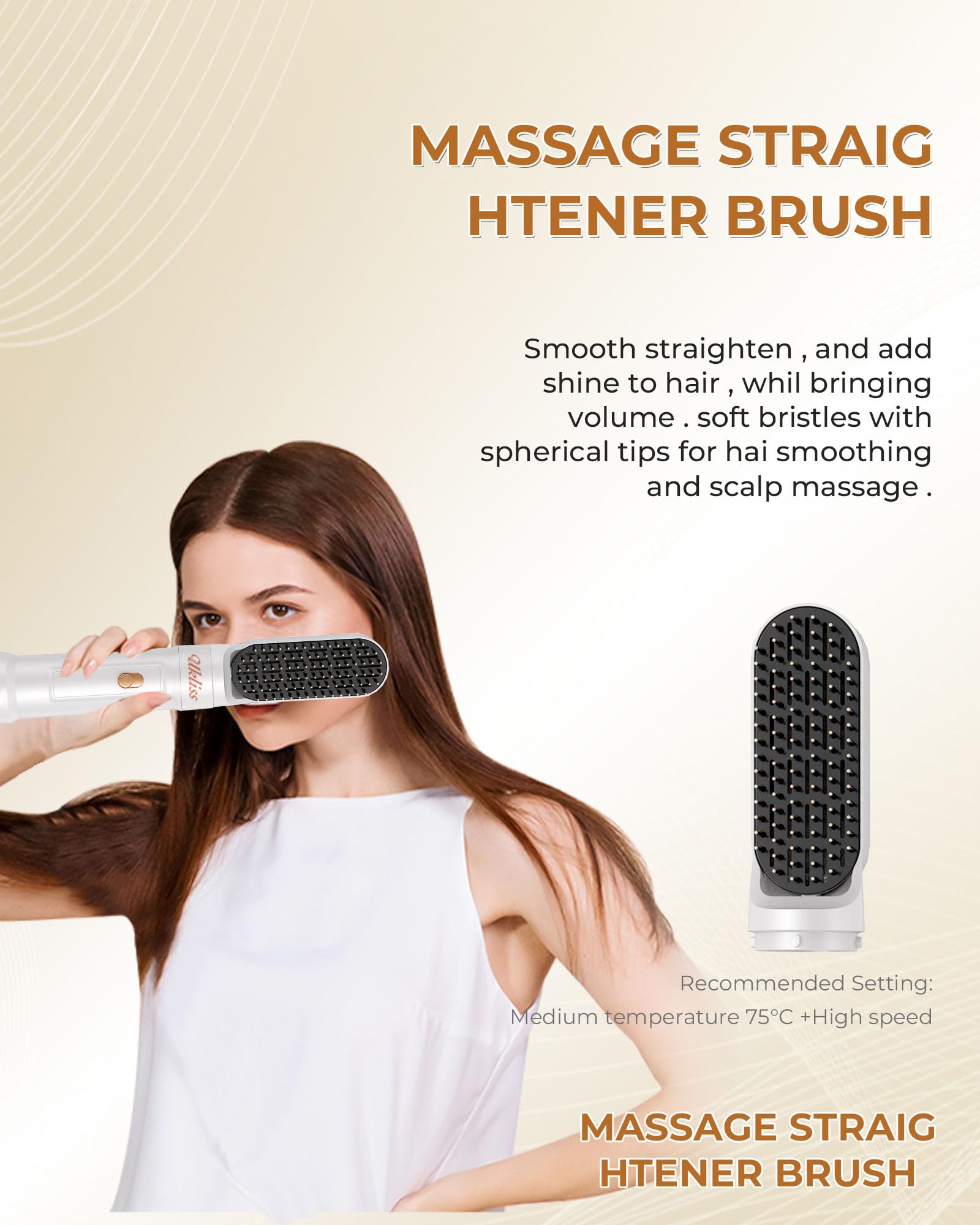 UKLISS 6 in 1 Hairstyler & Haartrockner Set mit Warmluft Lockenbürste, Rundbürstenföhn, Pro Weiß