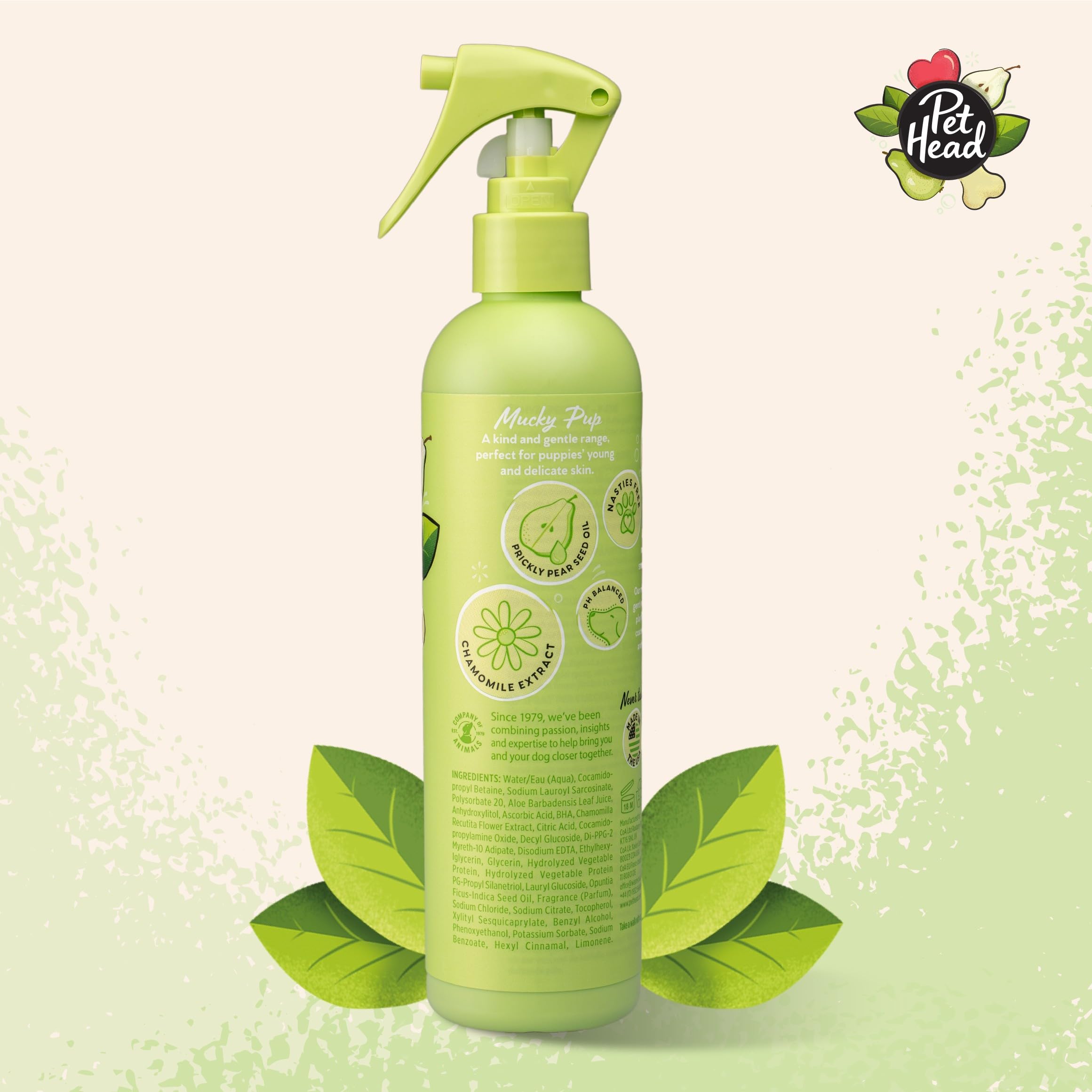 Pet Head Mucky Pup Spray Désodorisant pour Chiot | Parfum Poire | Séchage Rapide et sans Rinçage | Naturel | Convient aux Chiots de Plus de 8 semaines | 300ml