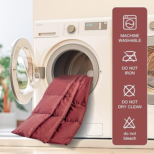 Miniatura 6 de NEXHOME PRO Manta individual de plumón para sofá, manta de plumas suave y ligera para uso en interiores y exteriores, 68 x 90 pulgadas, color rojo