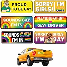 6PCS Gay Pride Funny Magnet Bumper Sticker, LGBTQ Rainbow Prank Stickers