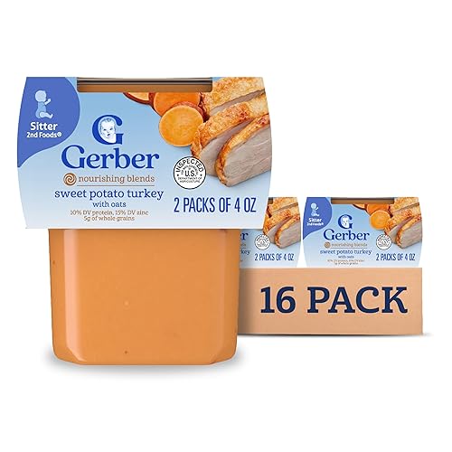 Gerber 2nd Foods - Alimento para bebés con puré de batata y pavo, 4 onzas (paquete de 16)