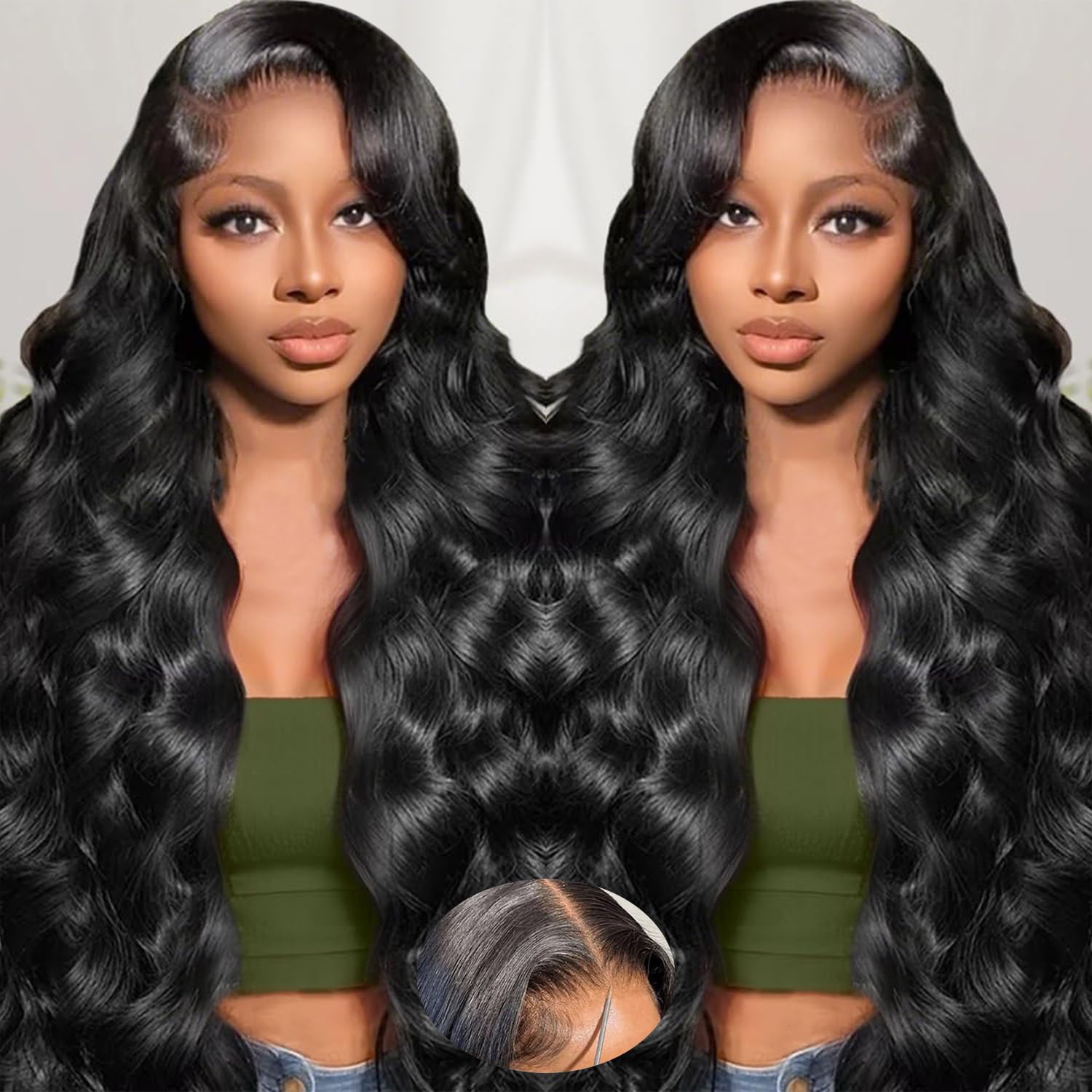 28 Inch 9x6 Glueless Wig Human Hair Pre Plucked Pre Cut 220% Density Body Wave Lace Front Wigs Human Hair Wear and Go Glueless Wigs for Women