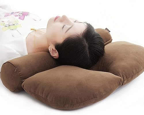 Miniatura 9 de Cilindro de cáscaras de trigo sarraceno orgánico cervical redondo rollo cuello descanso cama almohada para dormir, espalda boca abajo, alivio del