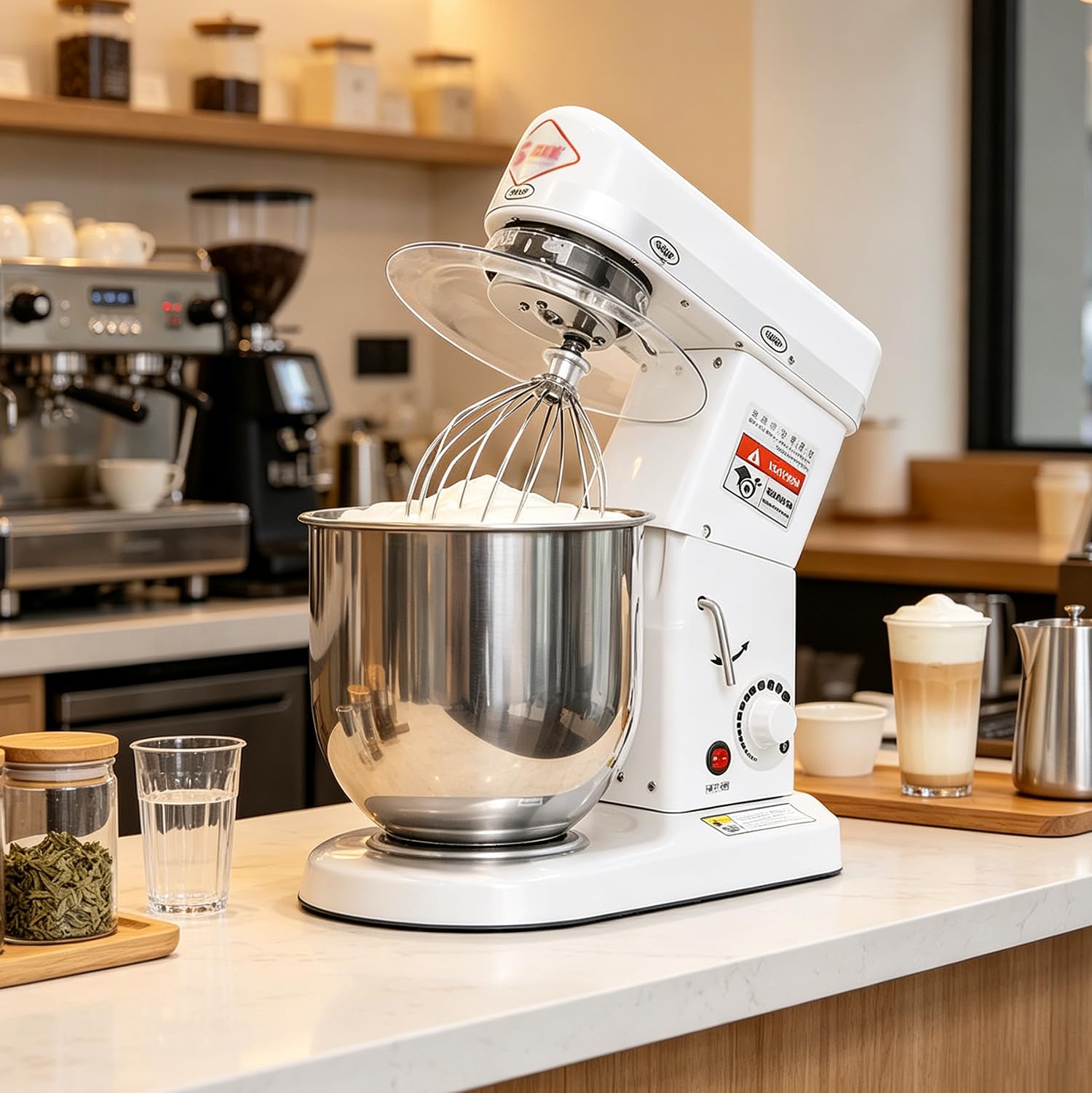 Impastatrice Professionale a 3 Velocità per Impasti E Torte White-7L | 5L/7L/10L Frullatore Multifunzione per Pizza E Panetteria,Impastatrice Elettrica a 3 Velocità per Pasticceria,Pizzeria