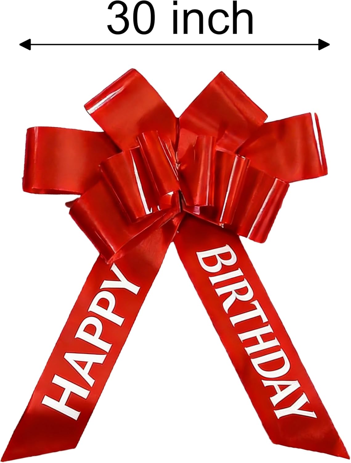30 Inch Giant Red Car Bow - Extra Large Birthday Bow for Car, Big Gift Bow for Present, New Vehicle Accessories, Happy Birthday Ribbon Surprise