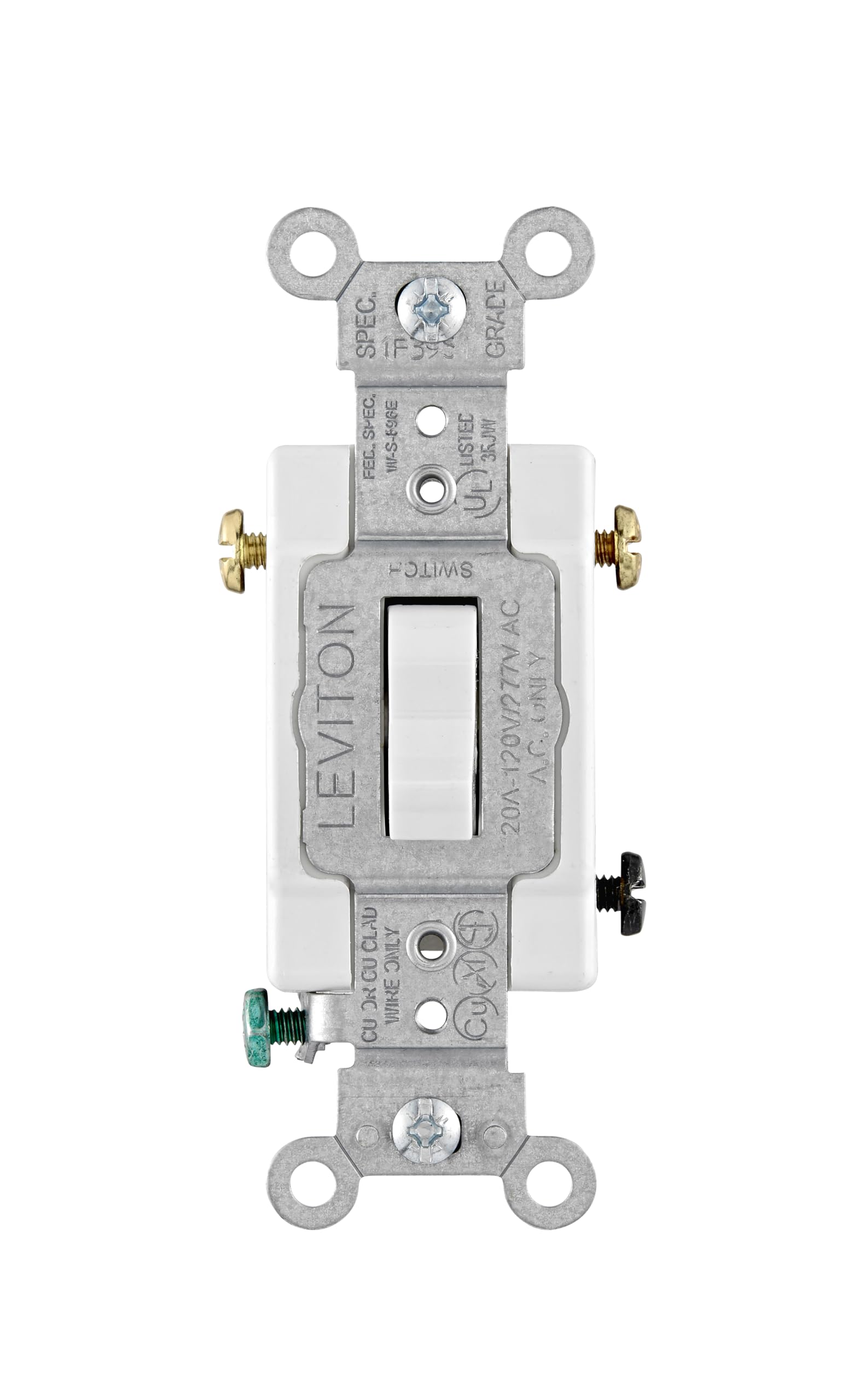 Leviton 20 Amp, 120/277 Volt, Toggle 3-Way AC Quiet Switch, Commercial Grade, Grounding, CSB3-20T, Light Almond